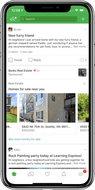 Neighborhood Sponsor ad in Newsfeed