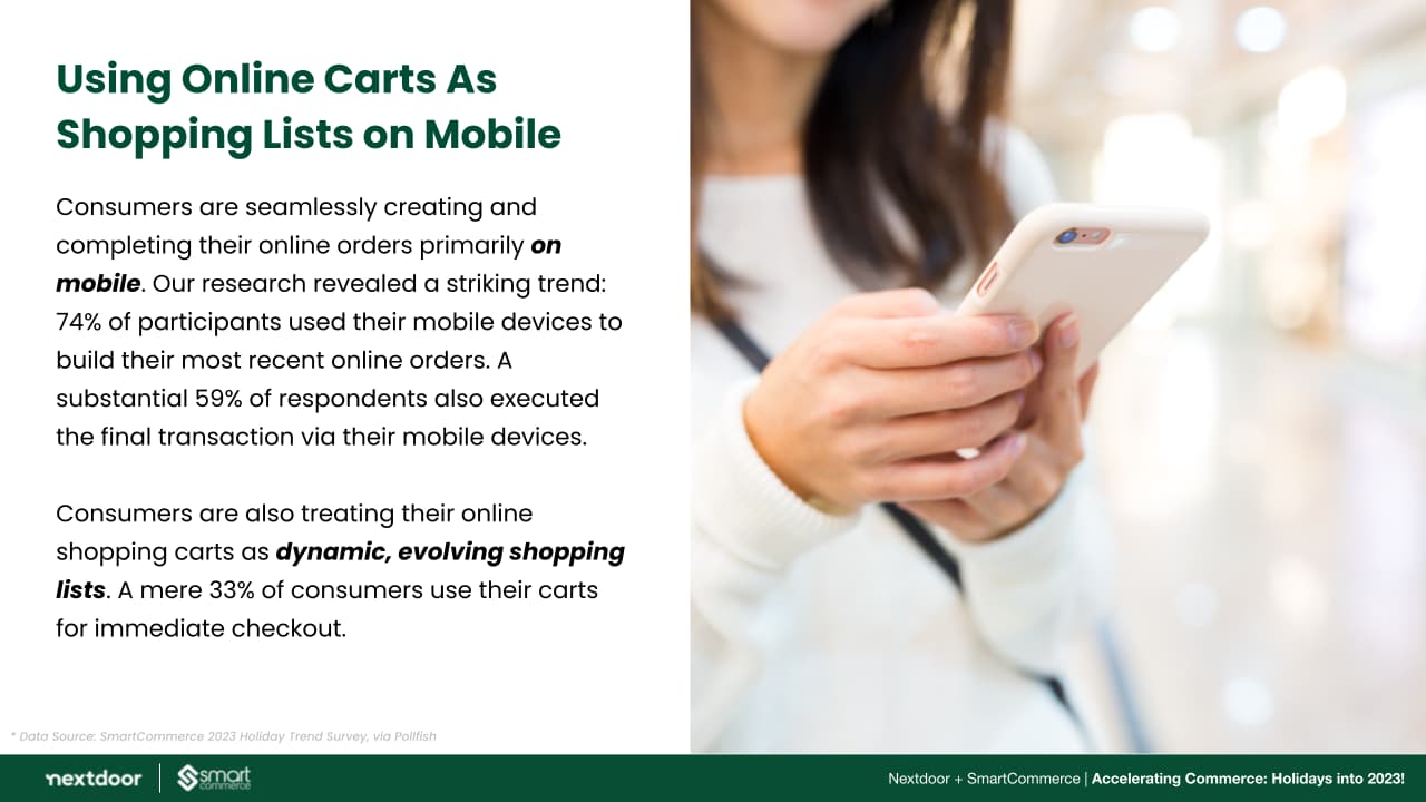 Using online carts as shopping lists on mobile